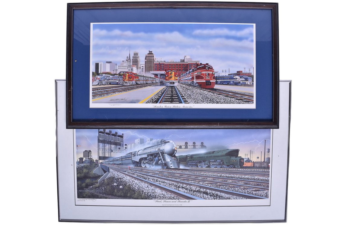 Pair of East Coast Railroad Art Prints - Rock Island, New York Central, Pennsylvania, Etc.