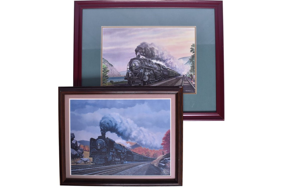 Pair of New York Central Framed Howard Fogg Art Prints