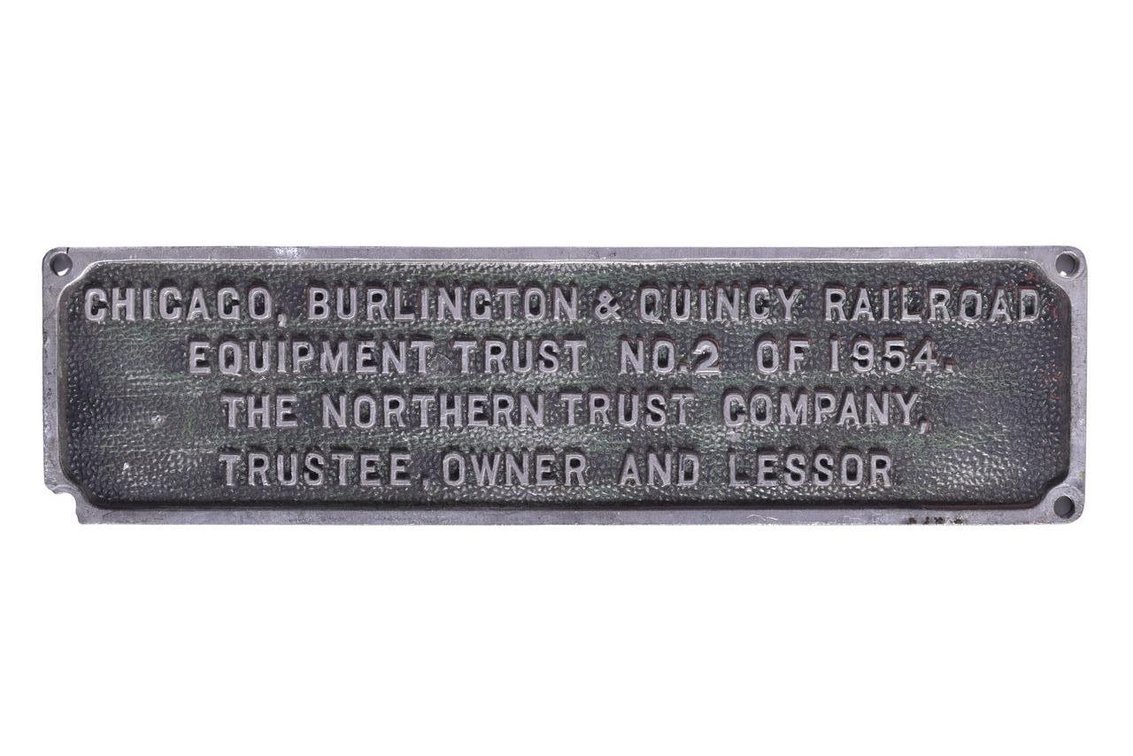 Chicago Burlington & Quincy Railroad Equipment Metal Sign