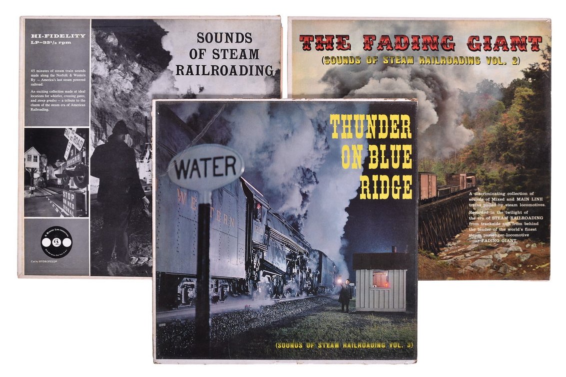 Group Of Three Vinyl Railroad Records- The Fading Giant, Sounds Of Steam Railroading, Thunder On Blue Ridge