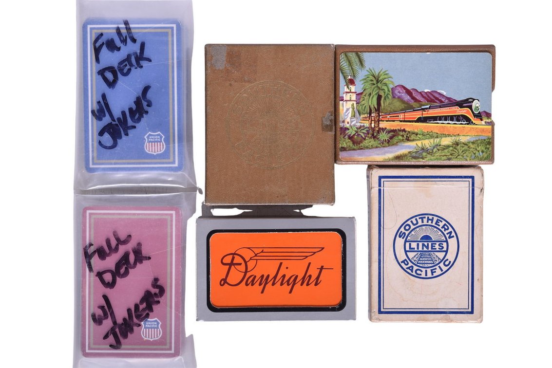 1940's Forward Southern Pacific And Union Pacific Playing Cards Group Of Five