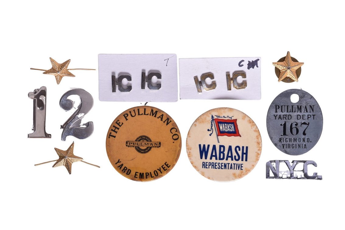 Group Of Eleven Railroad And Military Memorabilia Items- Pins, Etc.
