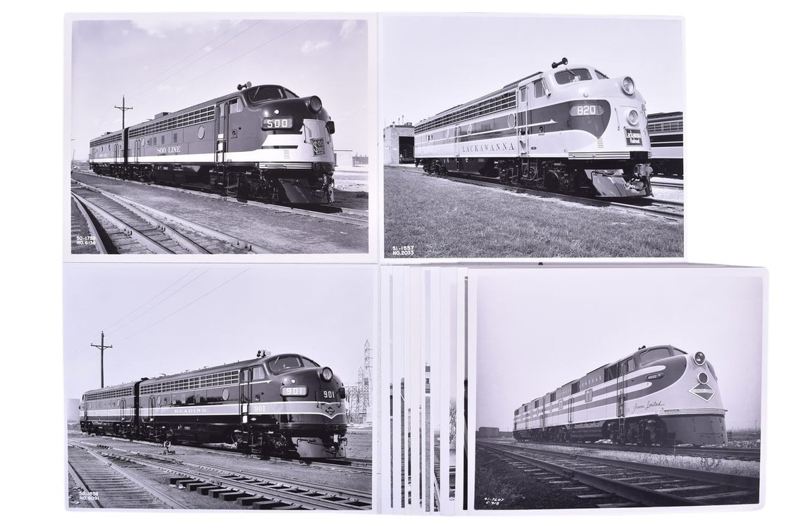 Twelve Black And White Photos Printed From Original Negatives- Rock Island, Northern Pacific, Lackawanna, Florida East Coast System, Missouri Pacific Lines, Etc.