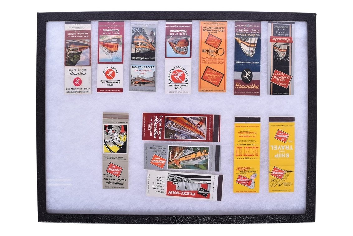 Group Of Thirteen Empty Match Book Covers- Hiawatha, The Milwaukee Road, Milwaukee, St. Paul & Pacific