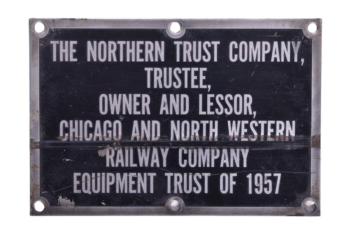 1957 Equipment Trust Plate From Chicago & North Western Railroad