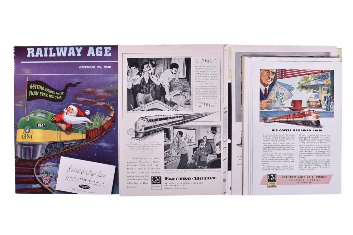 Group Of Eighteen General Motors First Generation Electro-Motive Diesel Advertisements- 1940'-1950's