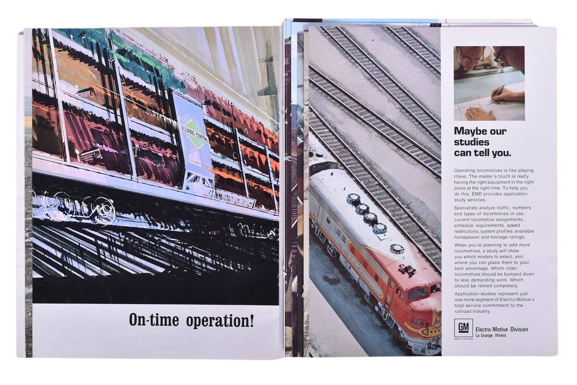 Group Of Ten General Motors Electro-Motive Division Diesel Advertisements- 1960's GM Locomotives At Work