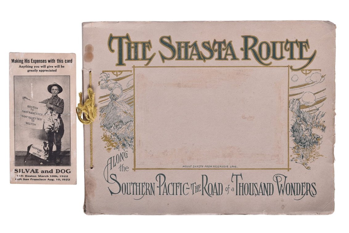 Two Pieces Of Railroad Ephemera- The Shasta Route Along The Southern Pacific, Silvae And Dog Flyer