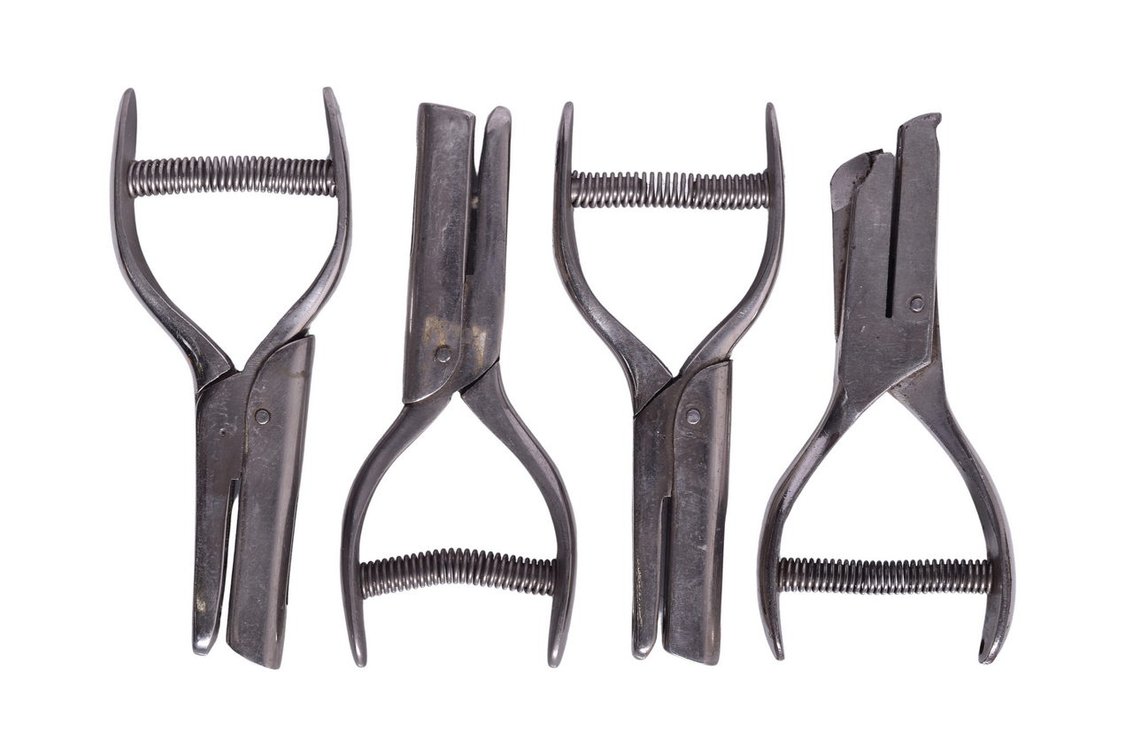 Four Railroad Conductor Ticket Hole Punchers- Mac Mieth Co., Allen Lane & Scott, Globe Ticket Co.