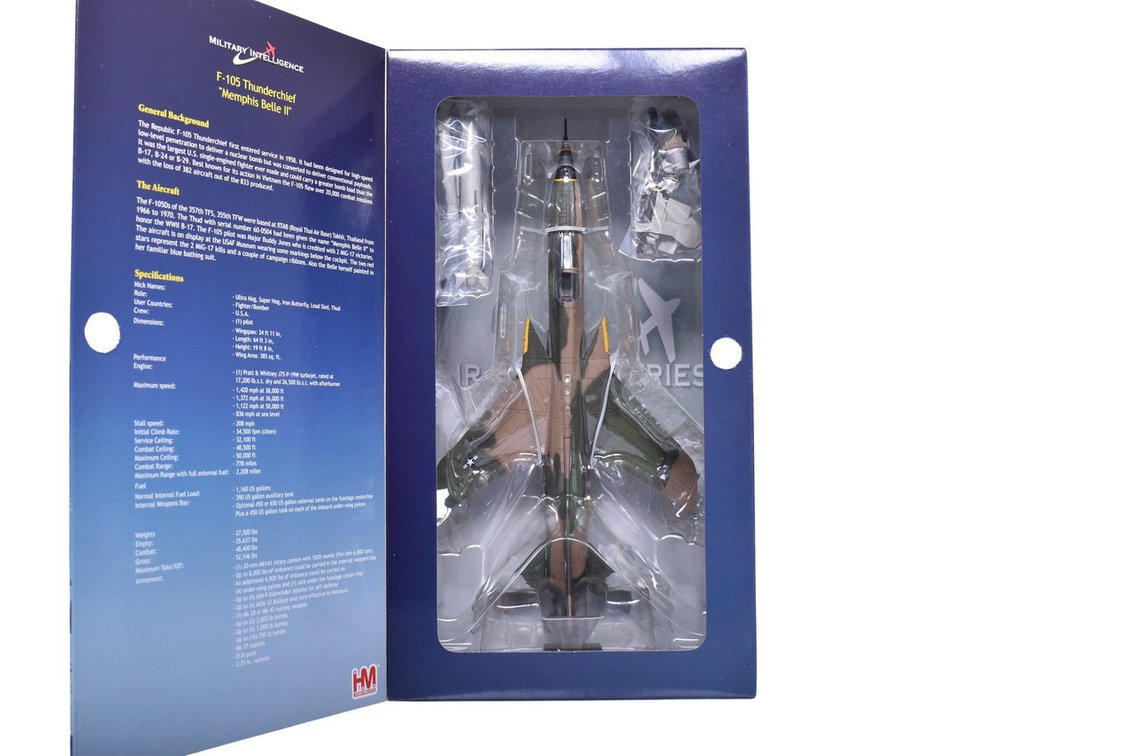 Hobby Master 1:72 F-105 Thunderchief Die Cast "Memphis Belle II" Military Plane - NIB