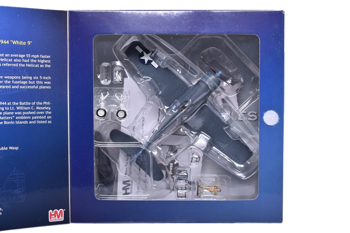 Hobby Master 1:72 F6F-3 "Hellcat" Die Cast "White 9" WWII Military Plane - NIB
