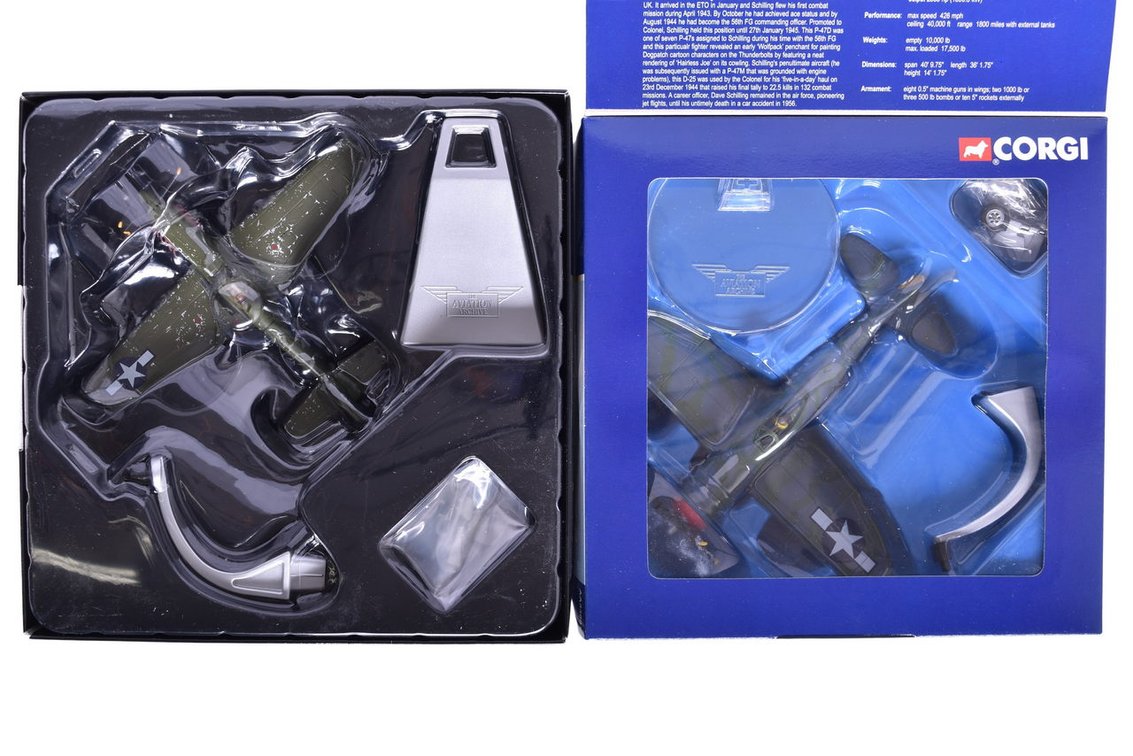 Pair of Corgi 1:72 NA P-15B Mustang 'Tommy's Dad' & P-47D Thunderbolt Diecast Planes