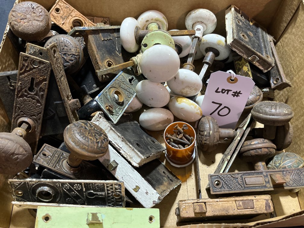 Box of Old Door Knobs/Lock Sets 