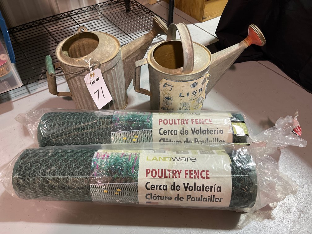 2 Sprinkling Cans & Poultry Fence