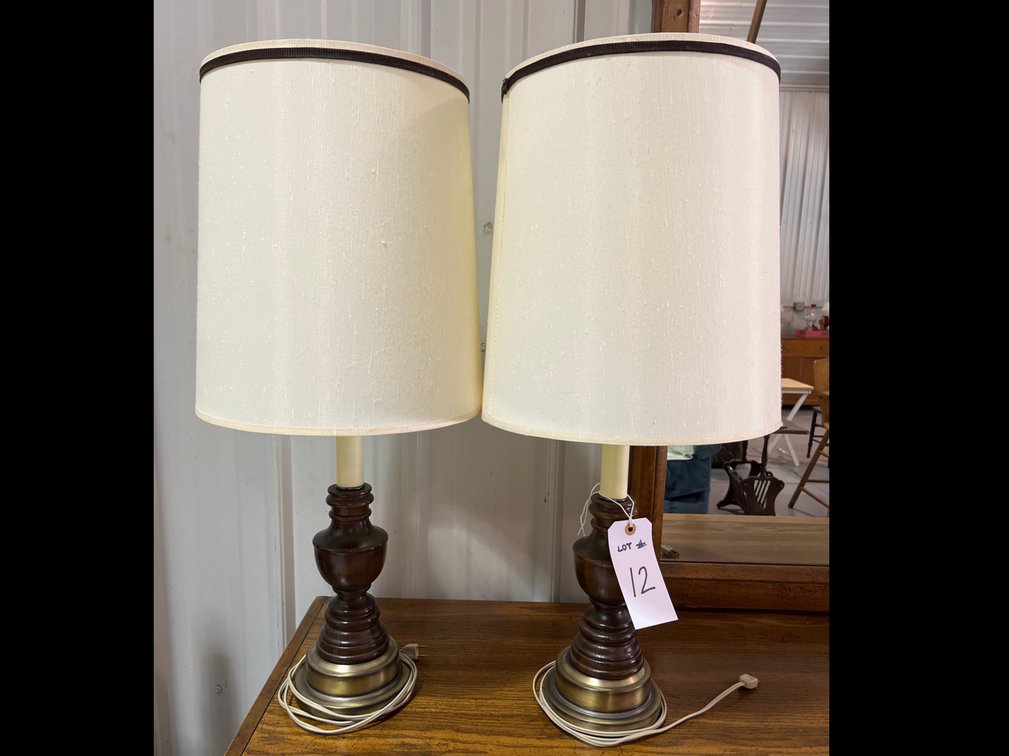 Pair of Wood Base Lamps