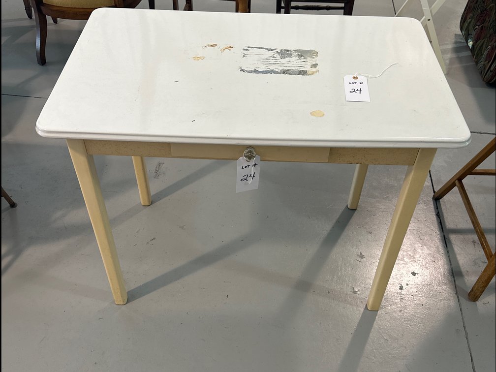 Vintage Enamel Top Table 