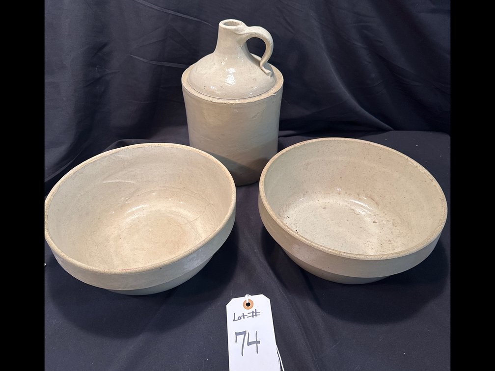 Crock Jug and 2 bowls 