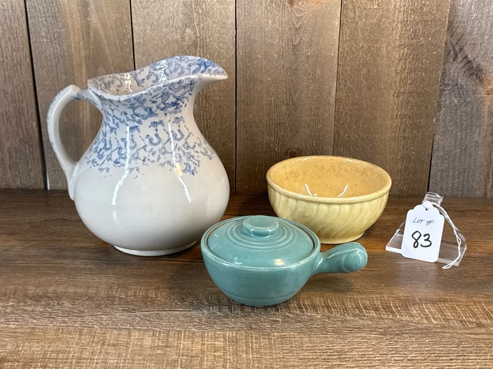 Spongeware Pitcher & 2 Bowls