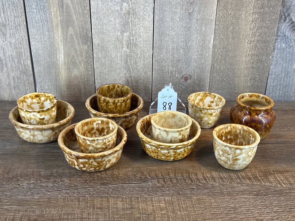 Yellowware Spongeware Pottery Bowls