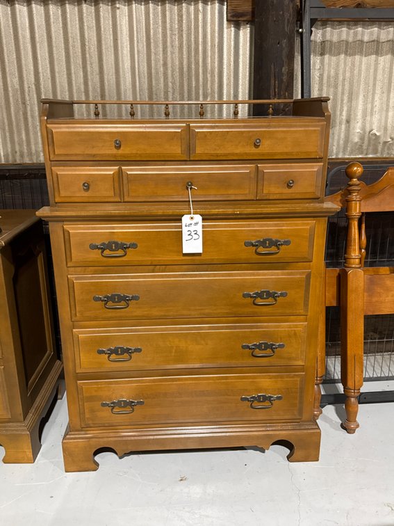 Vintage Maple Highboy Chest of Drawers