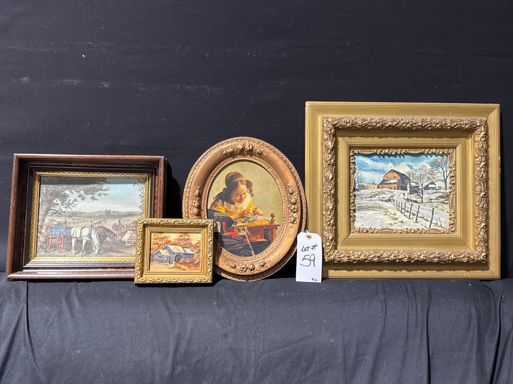 4 pc Framed Art Lot