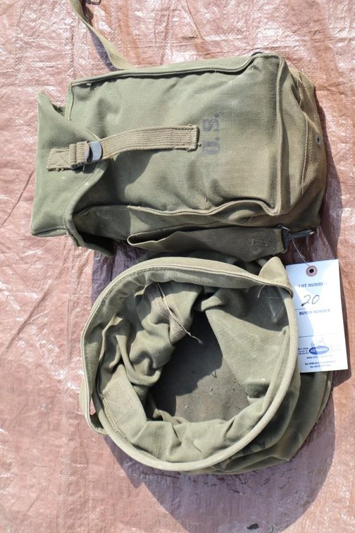 Vintage Military Collapsable Water Bucket and Bag