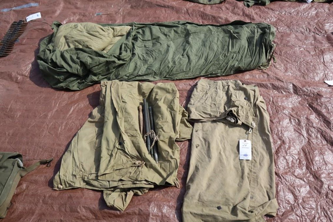 Vintage Army Mummy Sleeping Bag and 1/2 Tent (no poles)