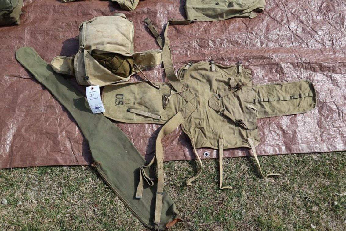 Gun Soft Case, Military Blanket w/ Bag and Unknown Item marked Baker Lockwood 1941
