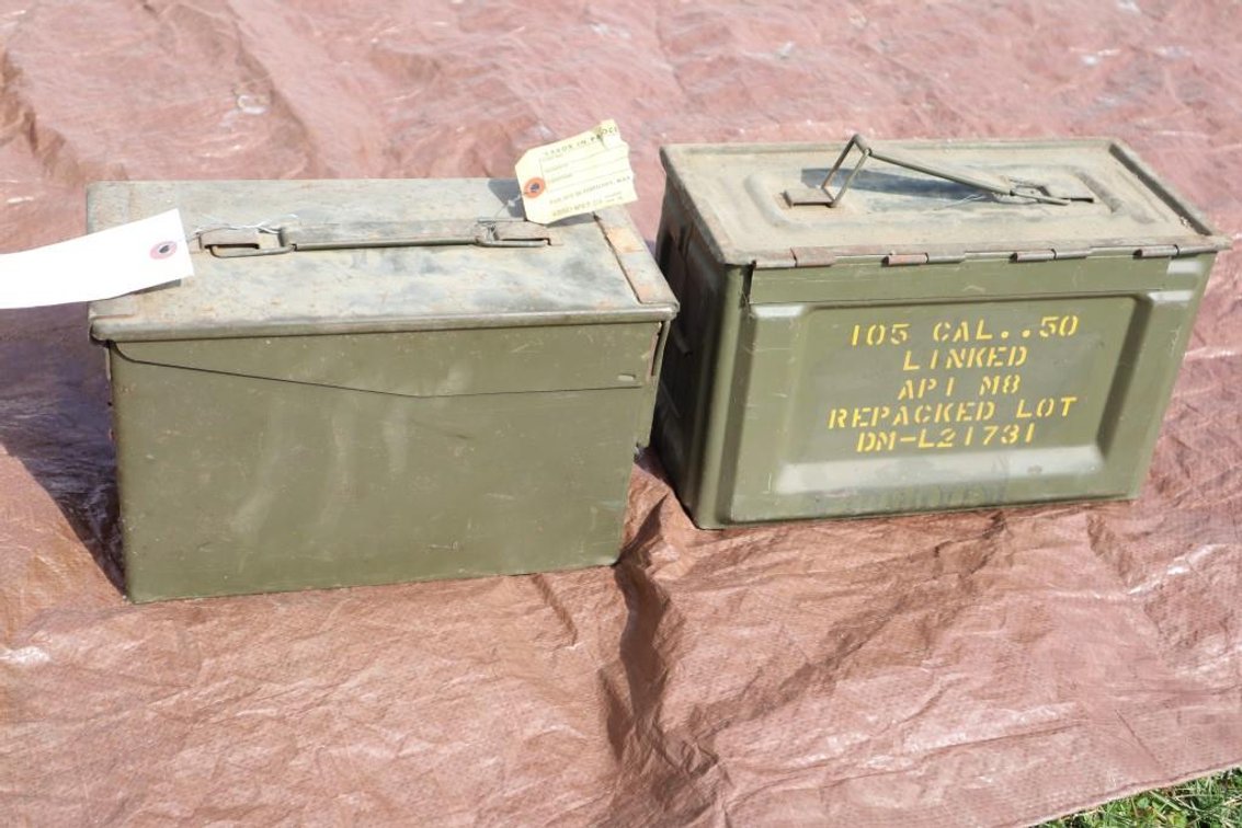 Lot of (2) Empty Metal Ammo Boxes