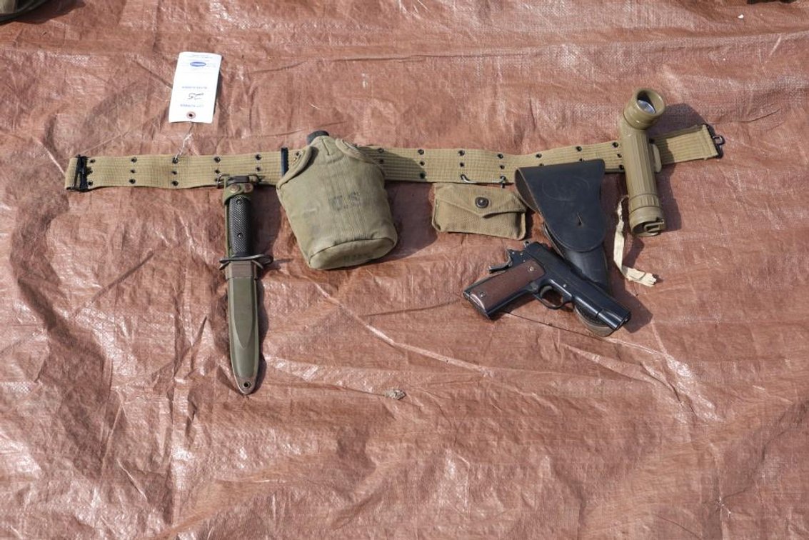 Military Utility Belt w/ Dummy 1911 and Bayonet