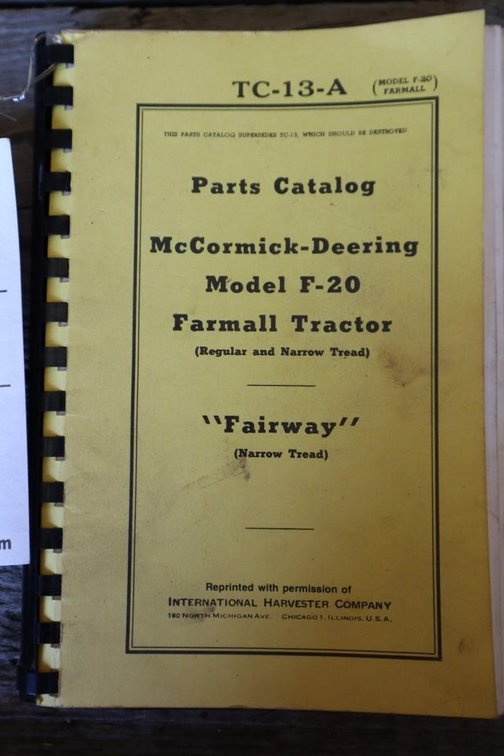 Farmall F-20 Parts Catalog