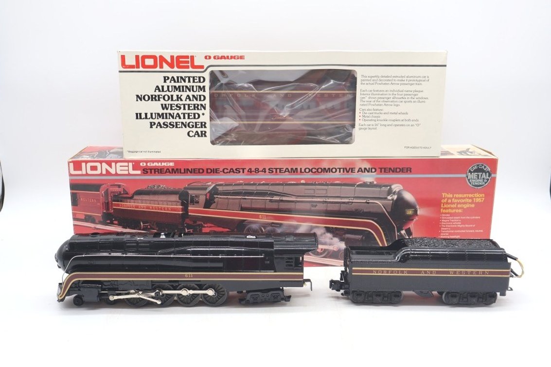 Lionel Norfolk and Western 4-8-4 Steam Locomotive and Tender with Aluminum Dining Car