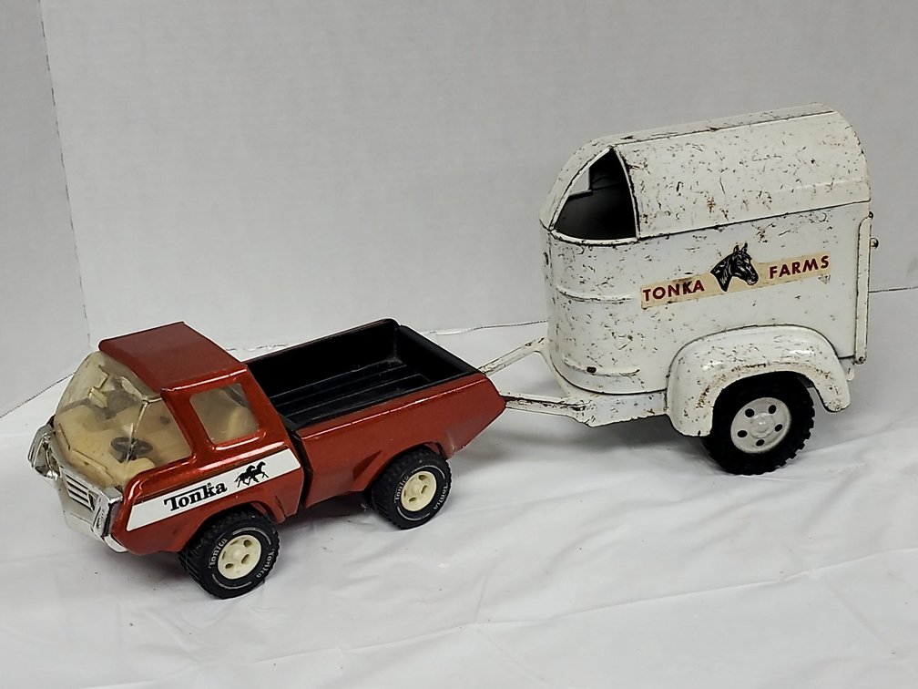 Tonka truck and horse trailer