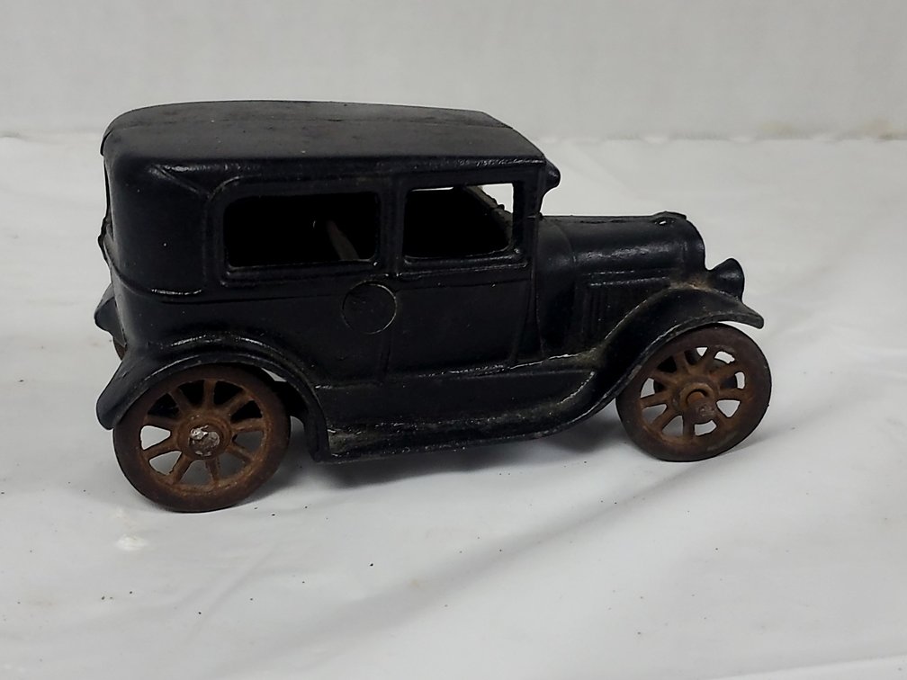 Arcade Cast Iron Car Freeport Ill Black Vintage Old Wheels Move Rare Nice