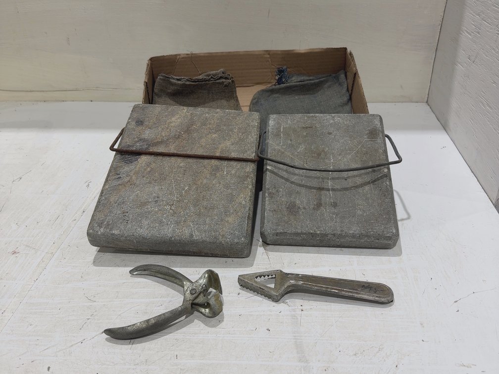 2 Antique Soap Stones and 2 Fish cleaners