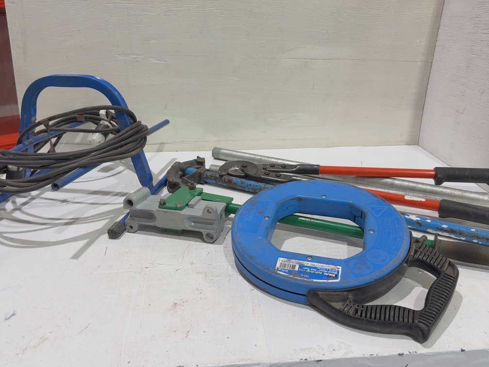 Fish tape, pipe benders, cutters