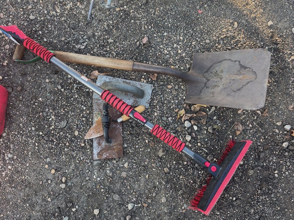Shovel, ice scraper, tools