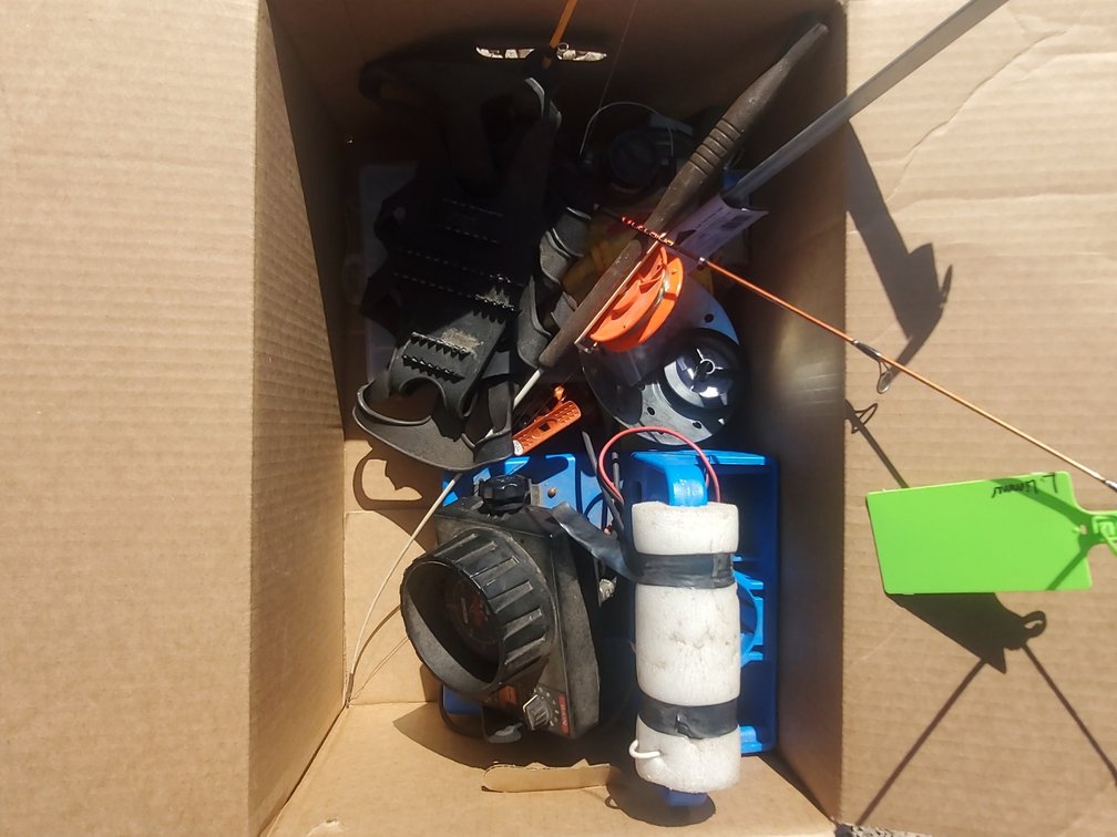 Box of fishing items