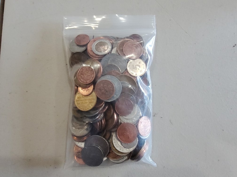 Bag of foreign coins
