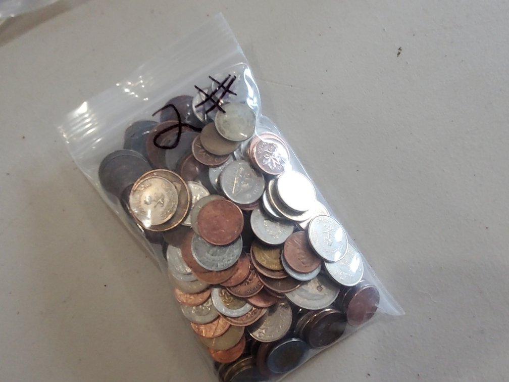 Bag of foreign coins