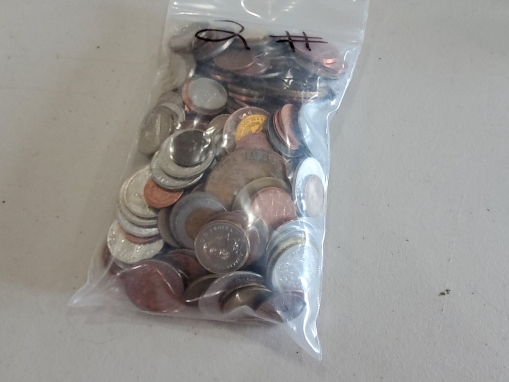 Bag of foreign coins