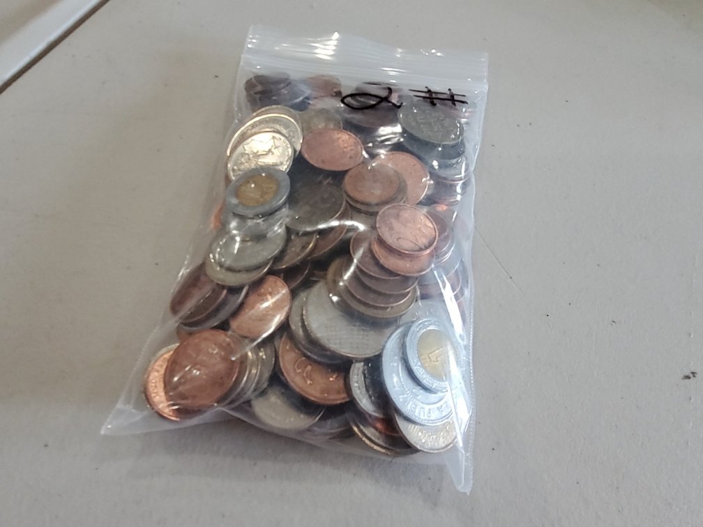Bag of foreign coins