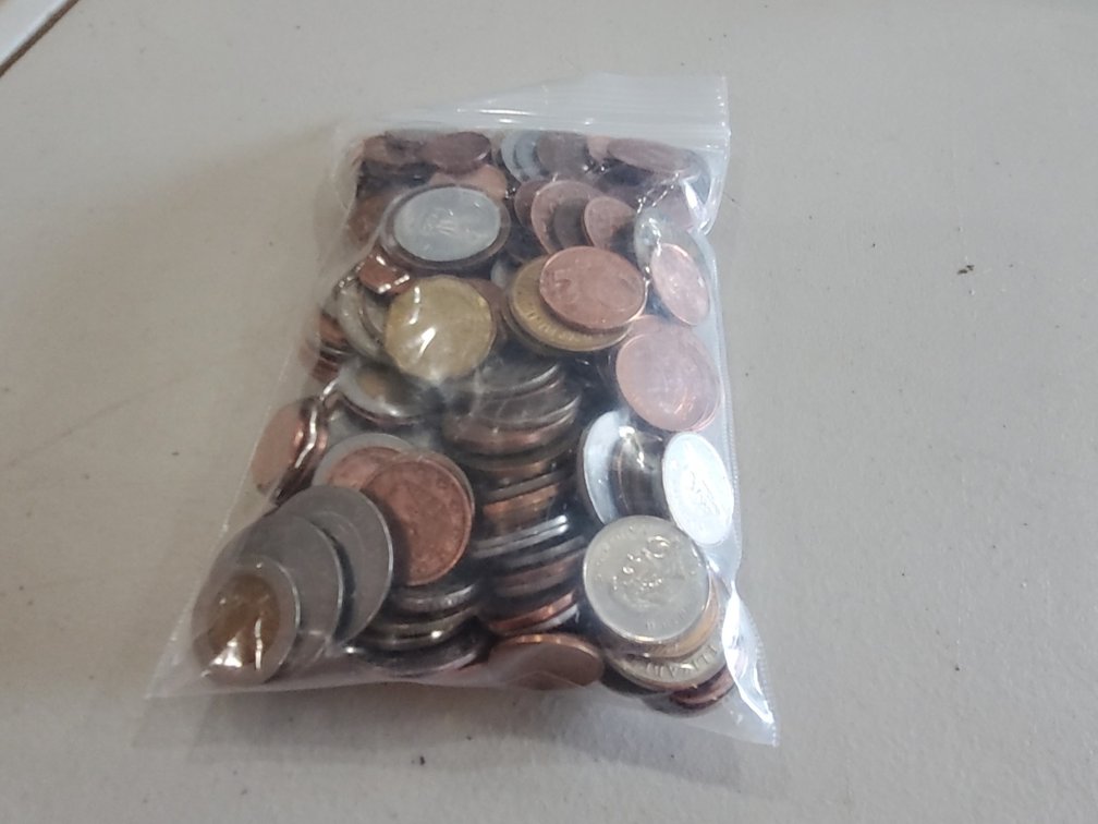 Bag of foreign coins