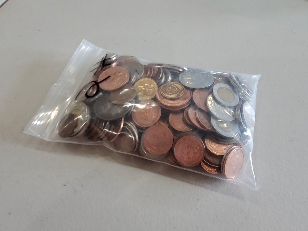 Bag of foreign coins