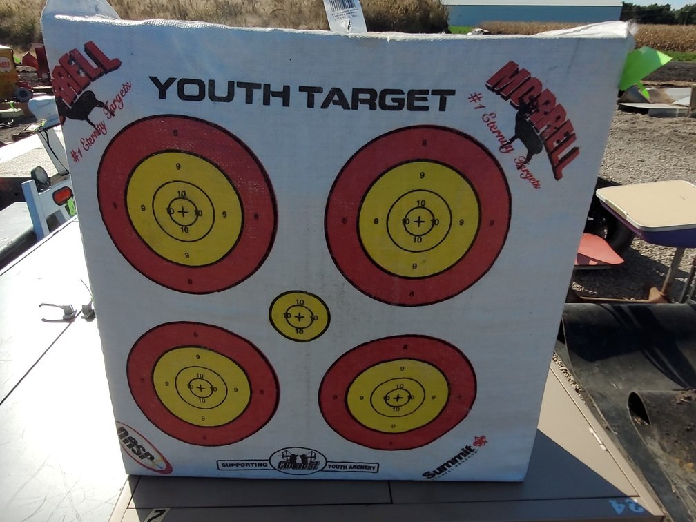 Target box, wheelcart and yard ornament