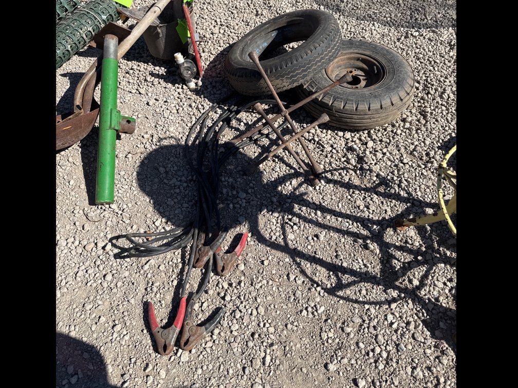 2 tires, jumper, cables, 2 Lug Wrenches