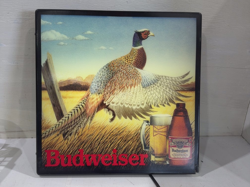 Lighted Budweiser sign