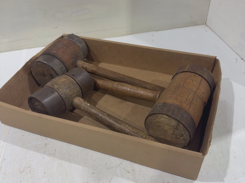 3 antique mallets