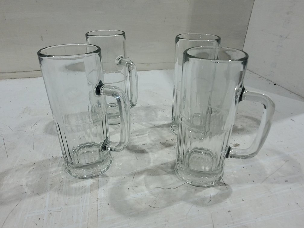 Heavy glass beer Mugs (4)