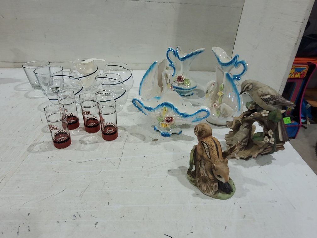 Martell Wine Glasses, Vintage Porcelain set & more
